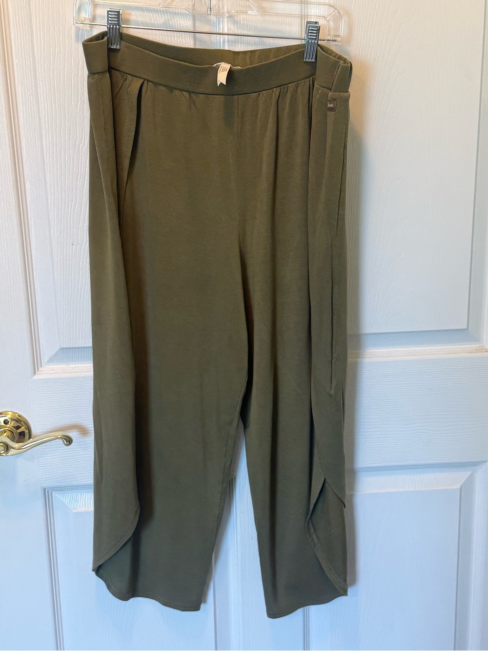 Olive Green Wide-Leg Draped Pants Matilda Jane large